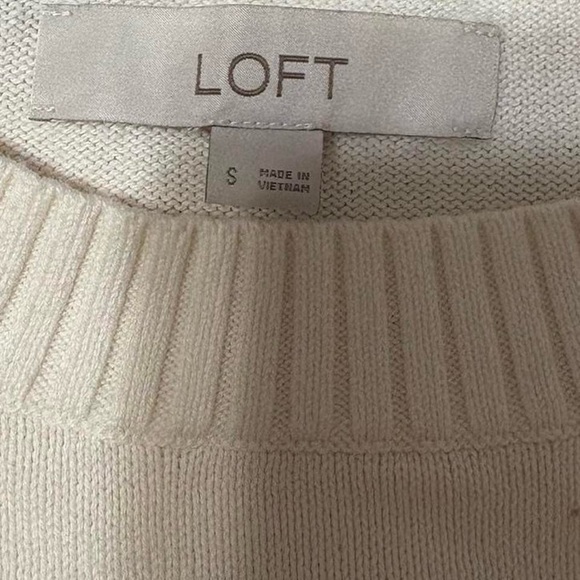 LOFT Cream Varsity Sweater - Picture 4 of 5